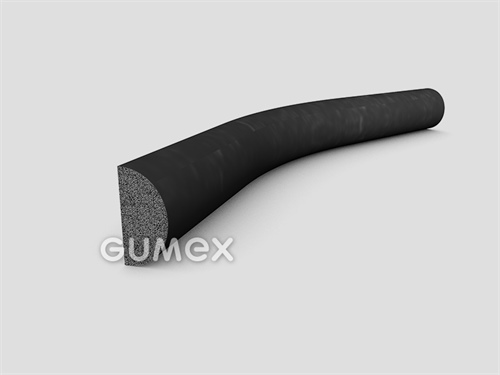 "D" mikroporöses Profil, 20x10/R10mm, 2 Ströme, Dichte 500kg/m3, EPDM, -30°C/+80°C, schwarz, 